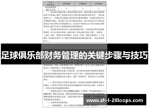 足球俱乐部财务管理的关键步骤与技巧