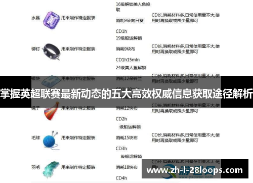 掌握英超联赛最新动态的五大高效权威信息获取途径解析